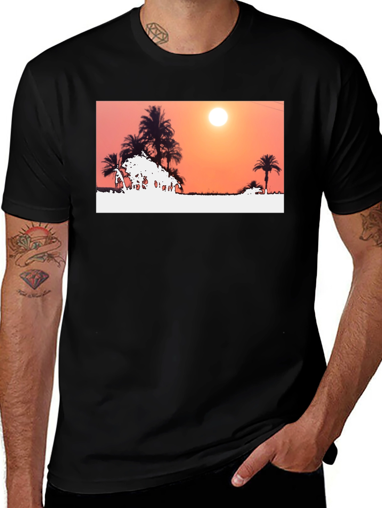 Sunset Palm Tree Graphic Tee