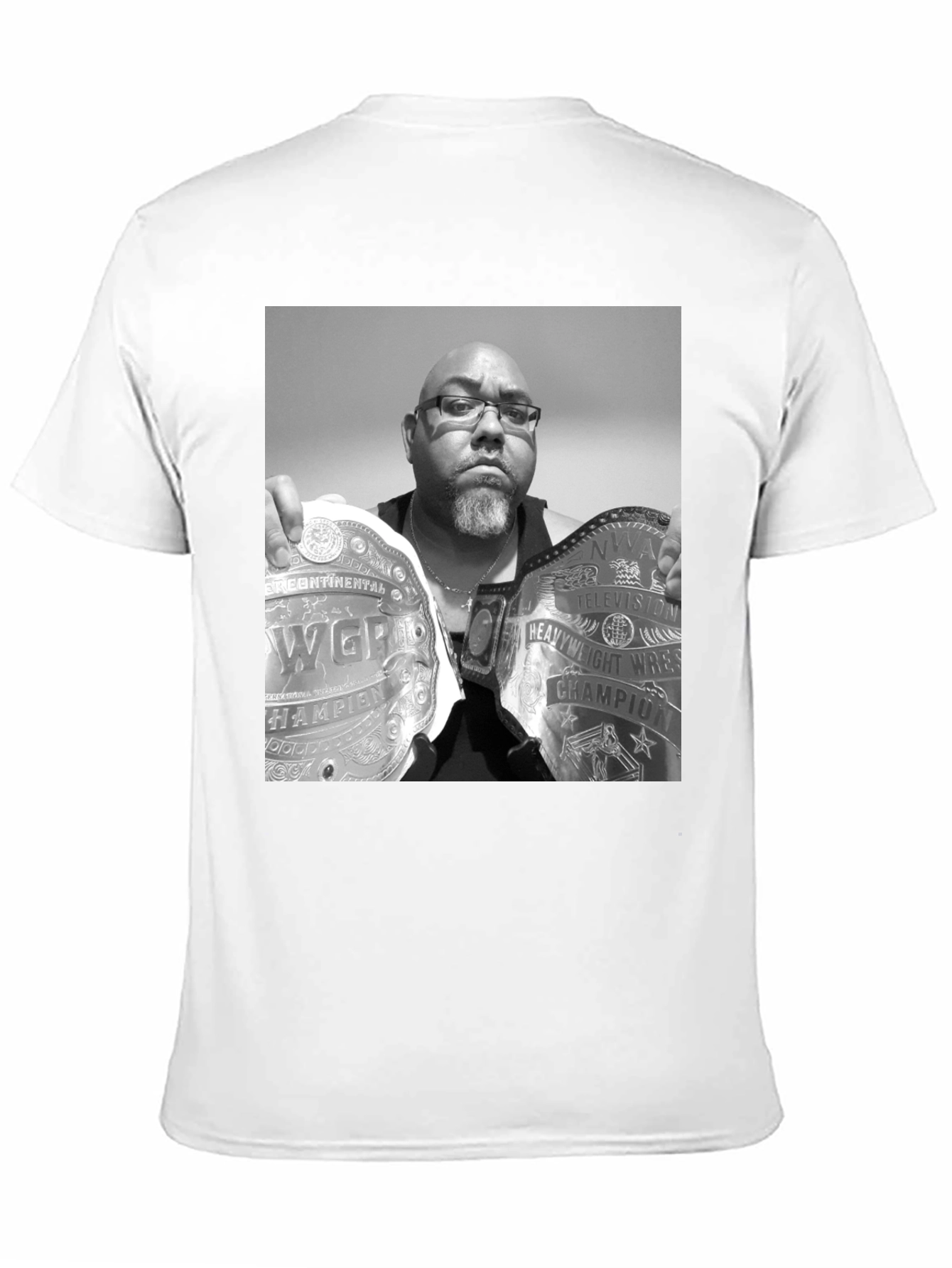 Black T-Shirt with Wrestling Champion Graphic