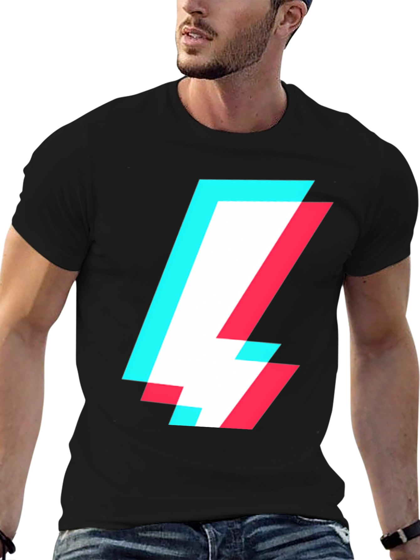 Abstract Glitch Bolt T-Shirt - Modern Style