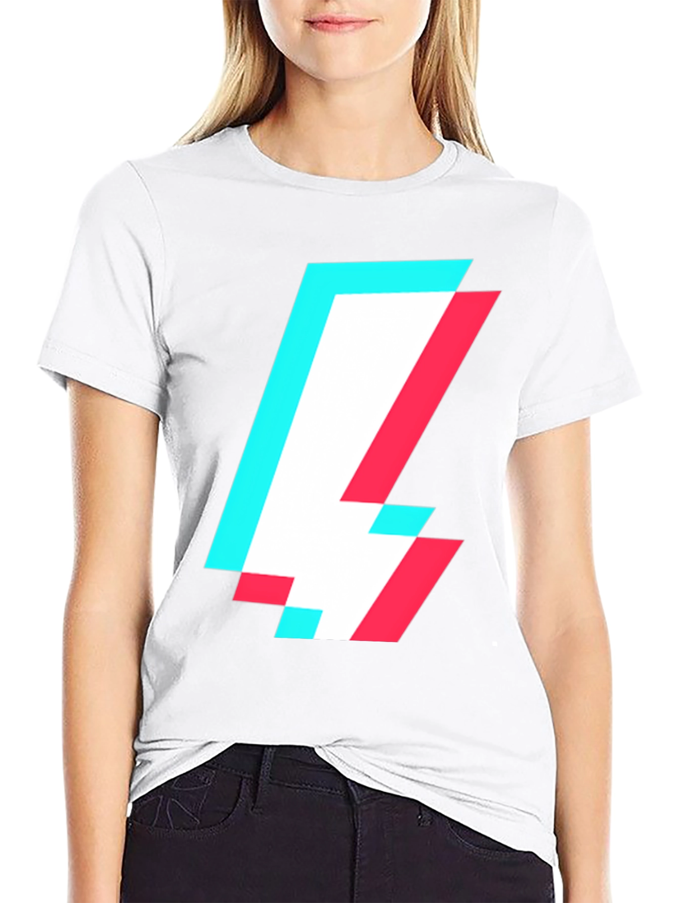 Abstract Glitch Bolt T-Shirt - Modern Style