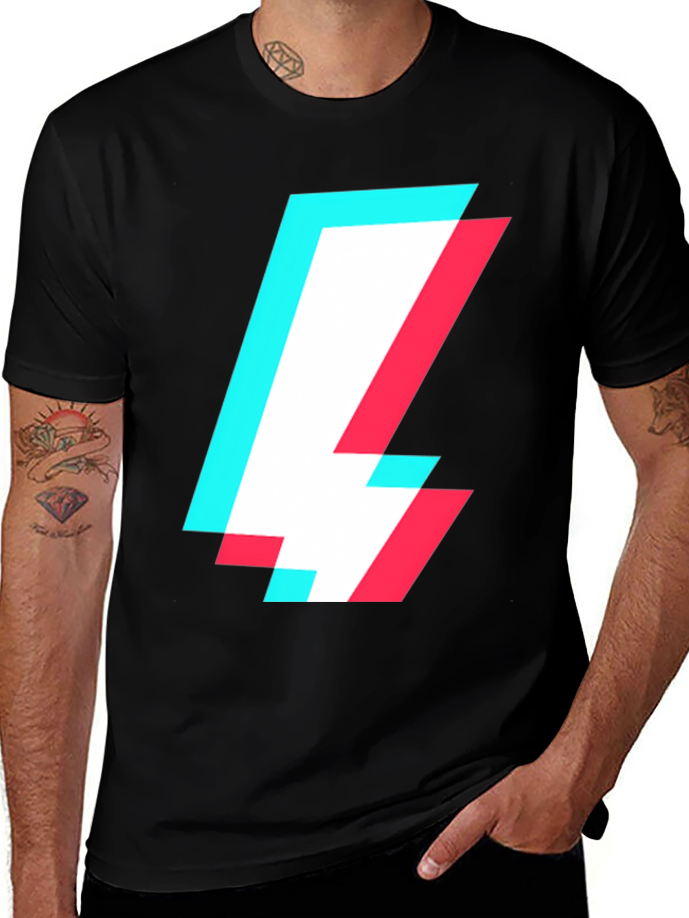 Abstract Glitch Bolt T-Shirt - Modern Style