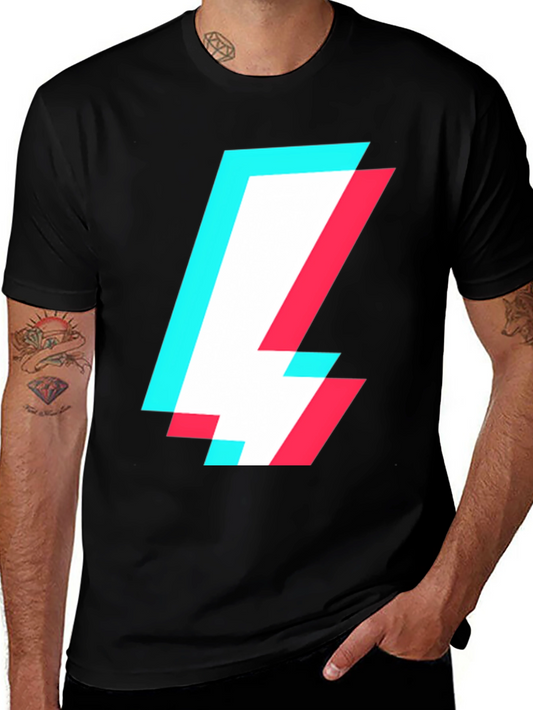 Abstract Glitch Bolt T-Shirt - Modern Style