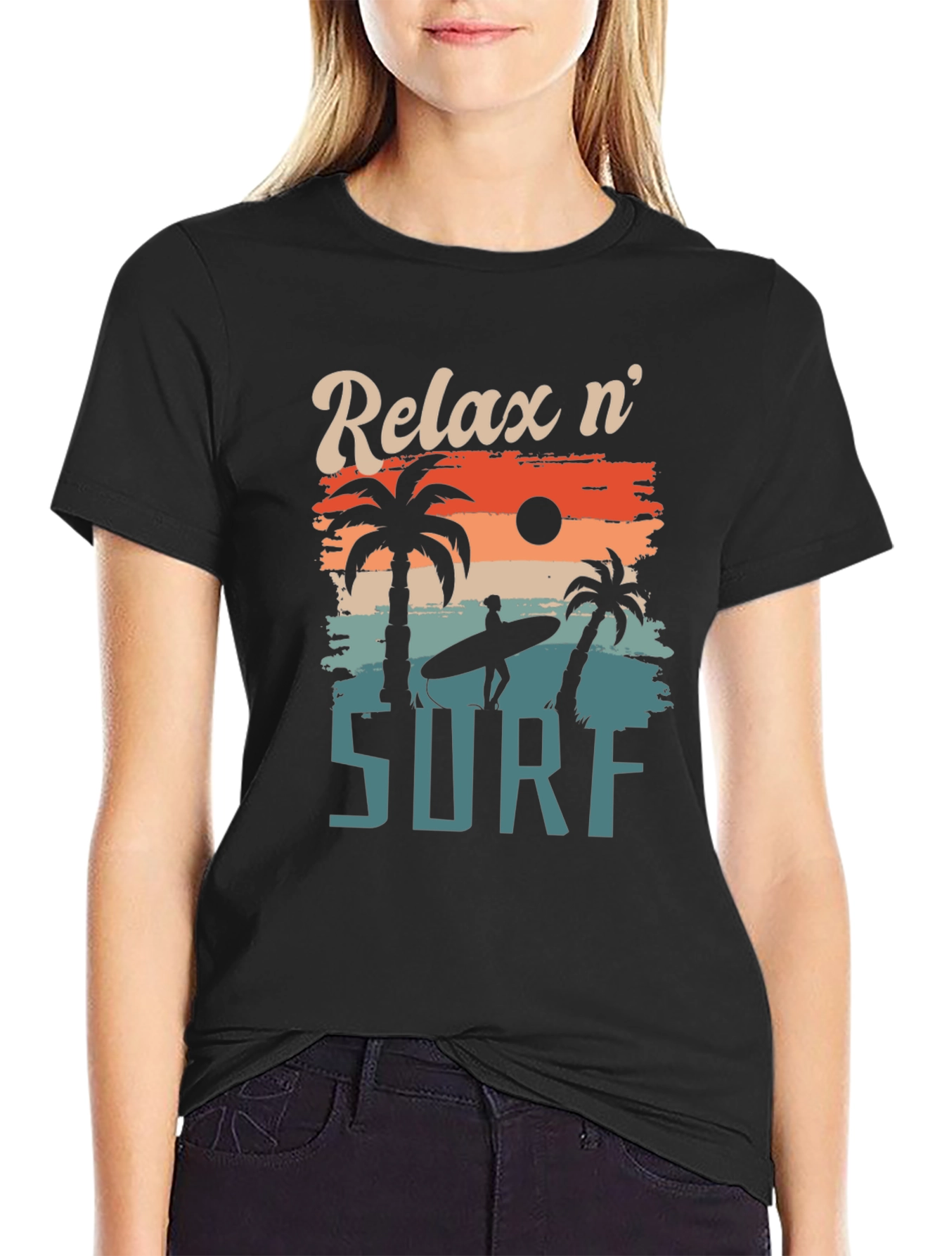 Relax n Surf Graphic Tee - Retro Beach Vibes