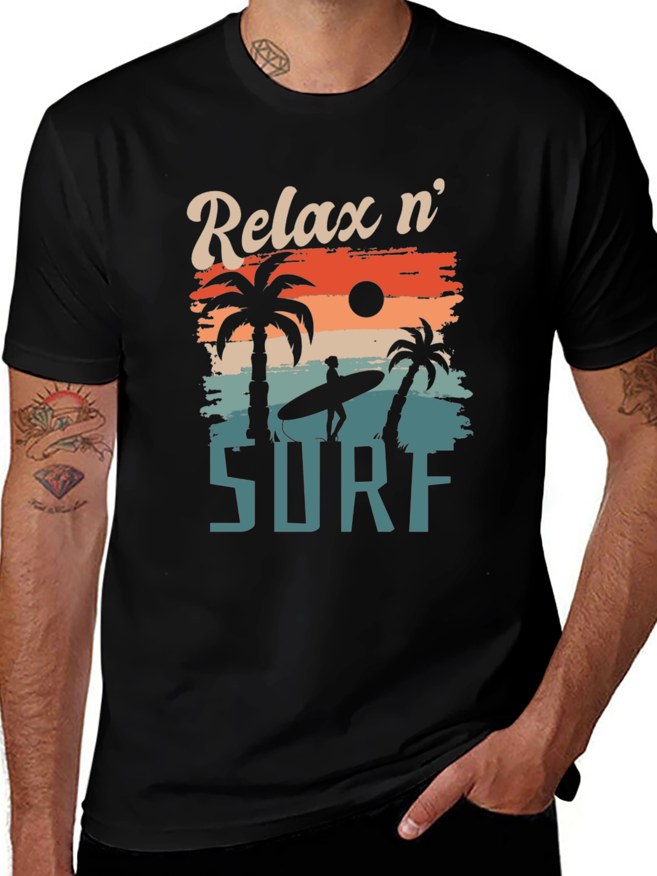 Relax n Surf Graphic Tee - Retro Beach Vibes