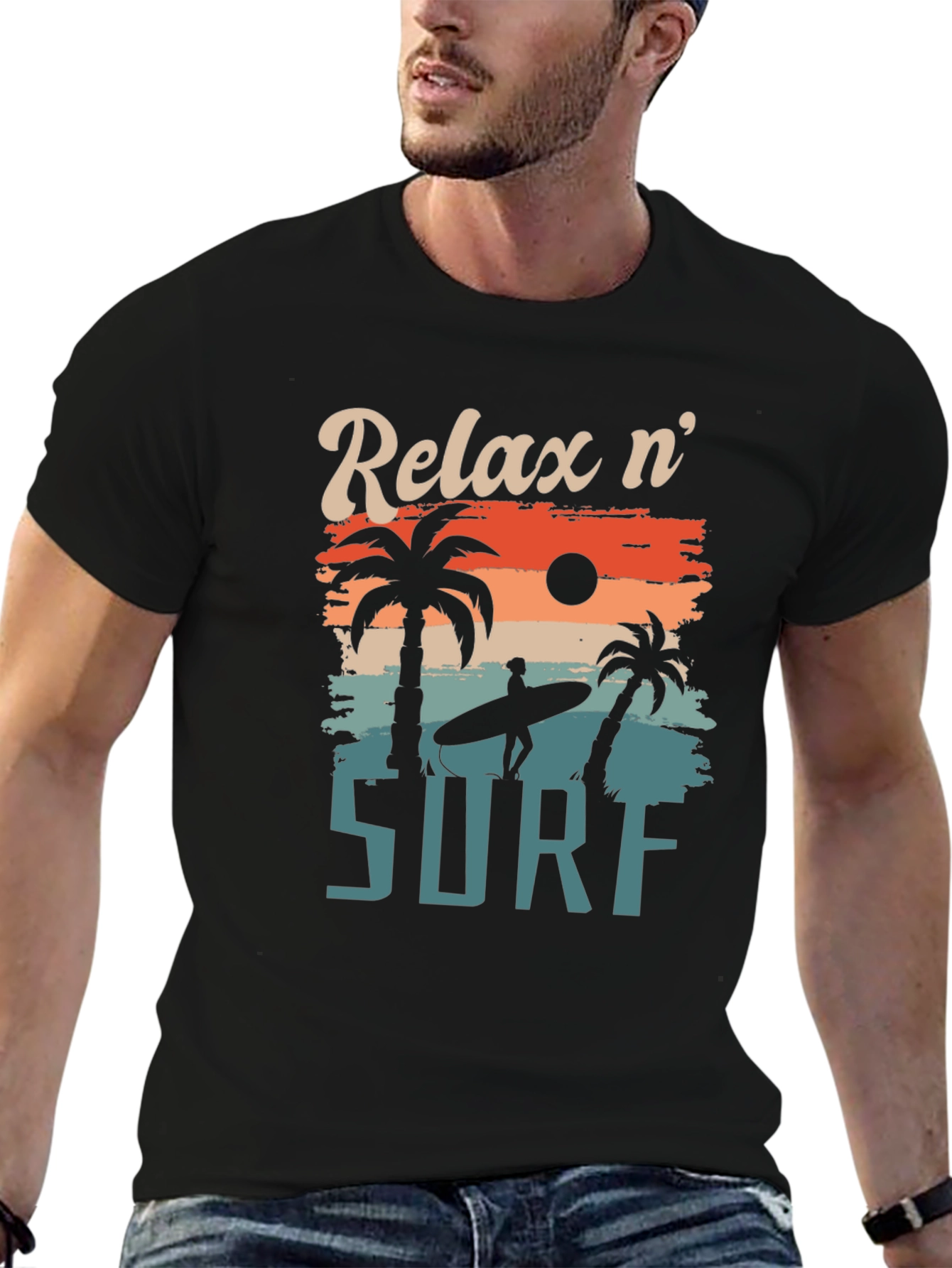 Relax n Surf Graphic Tee - Retro Beach Vibes