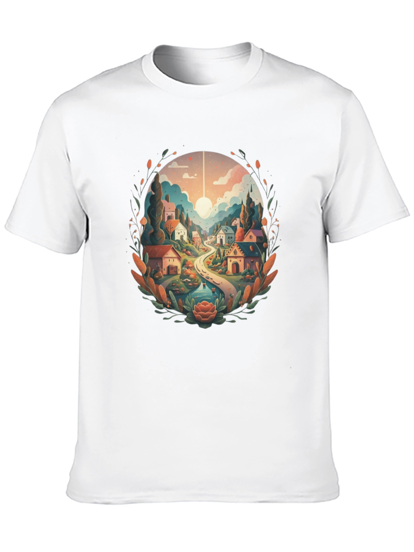 Artistic Village Graphic Tee - Black Cotton