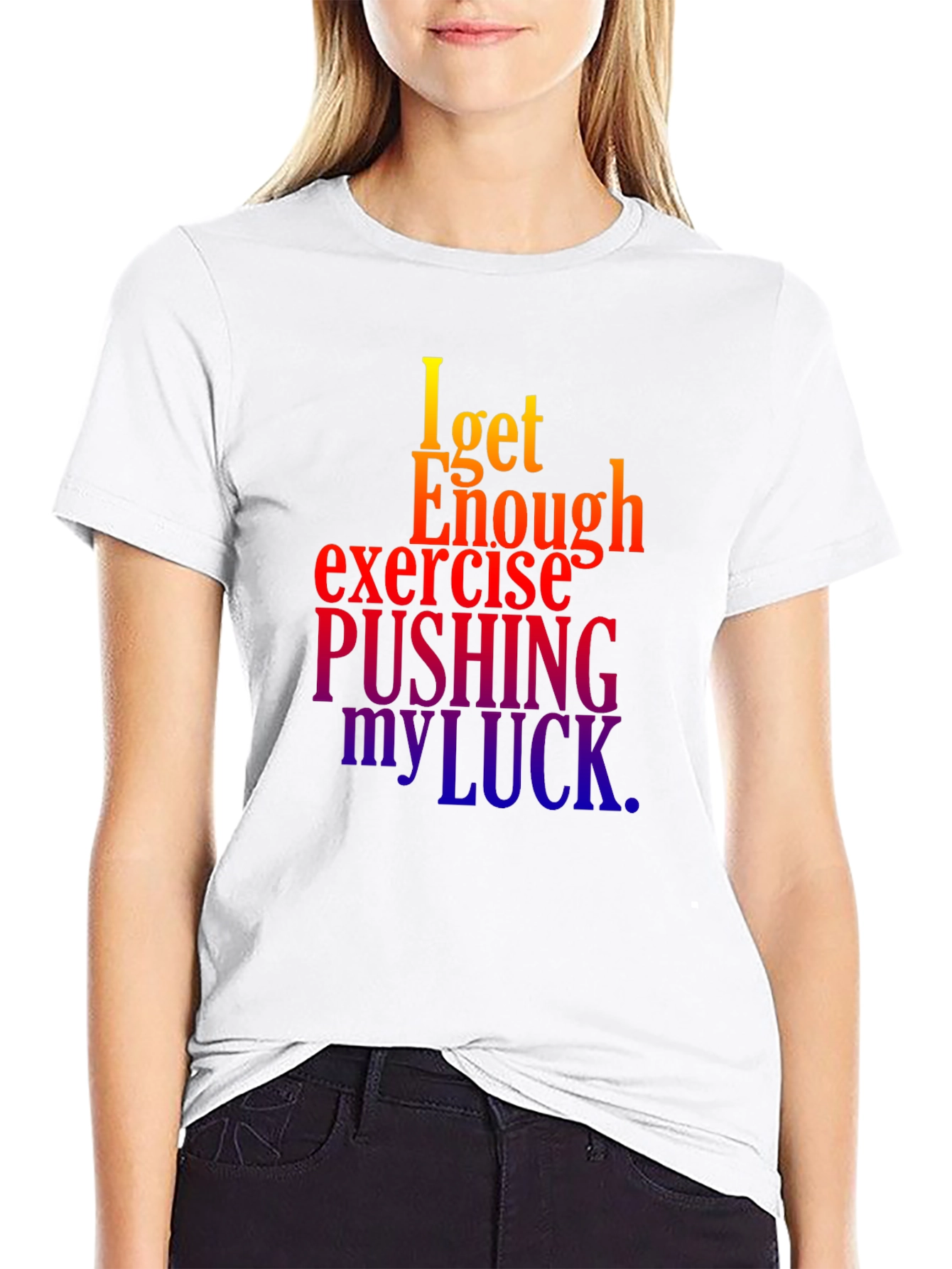 Funny Exercise Pushing My Luck Black T-Shirt