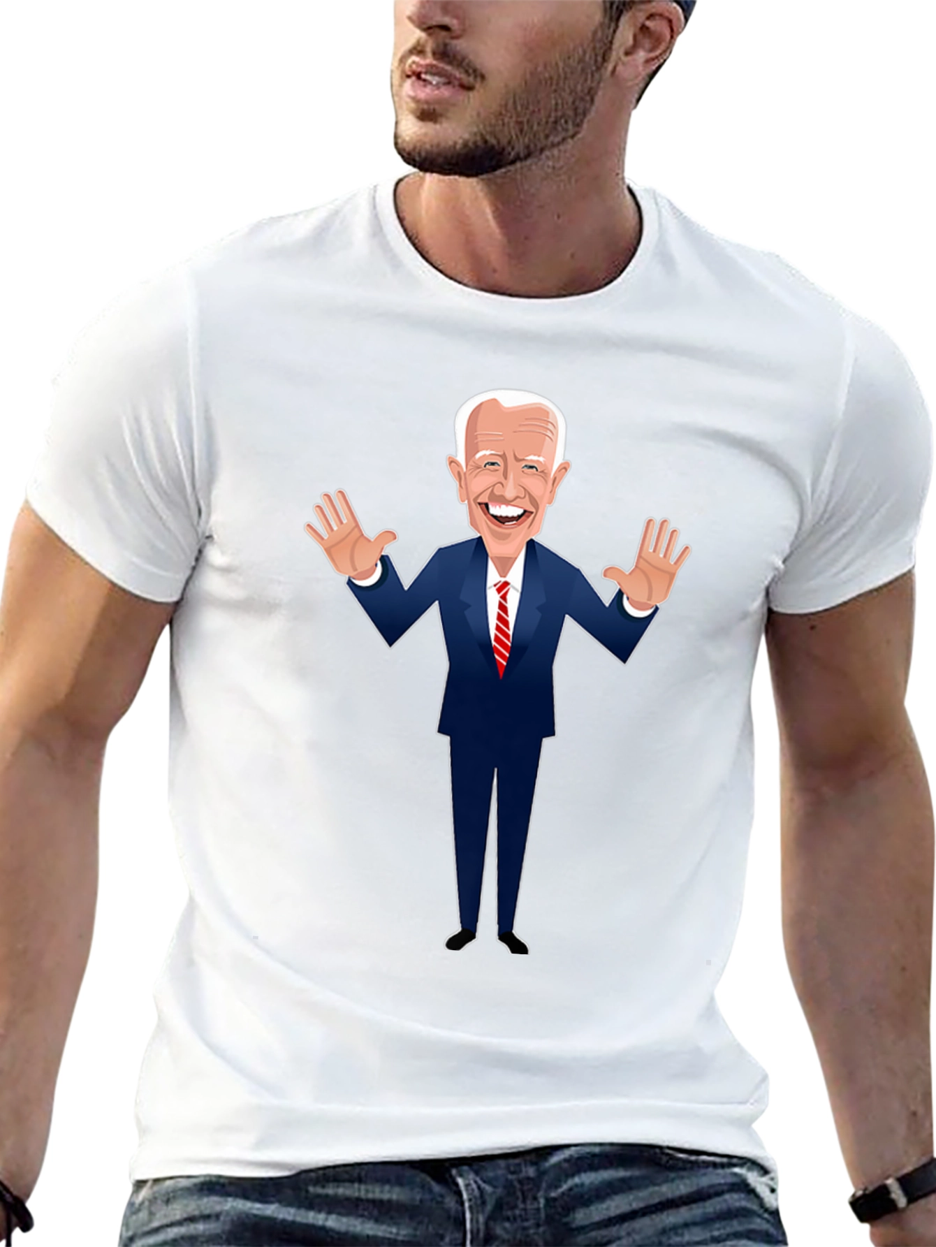 Biden Cartoon Graphic Tee - Black