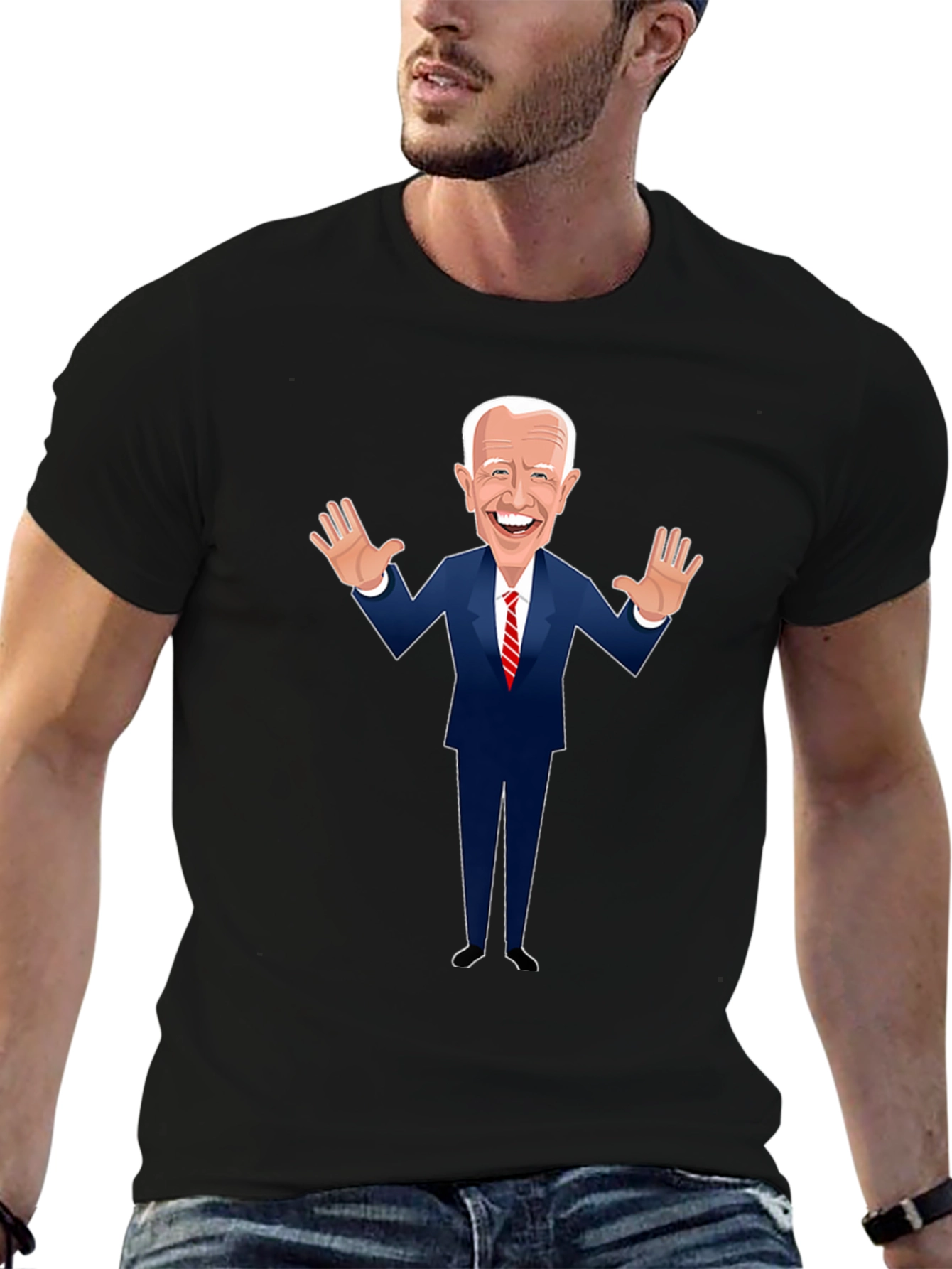 Biden Cartoon Graphic Tee - Black
