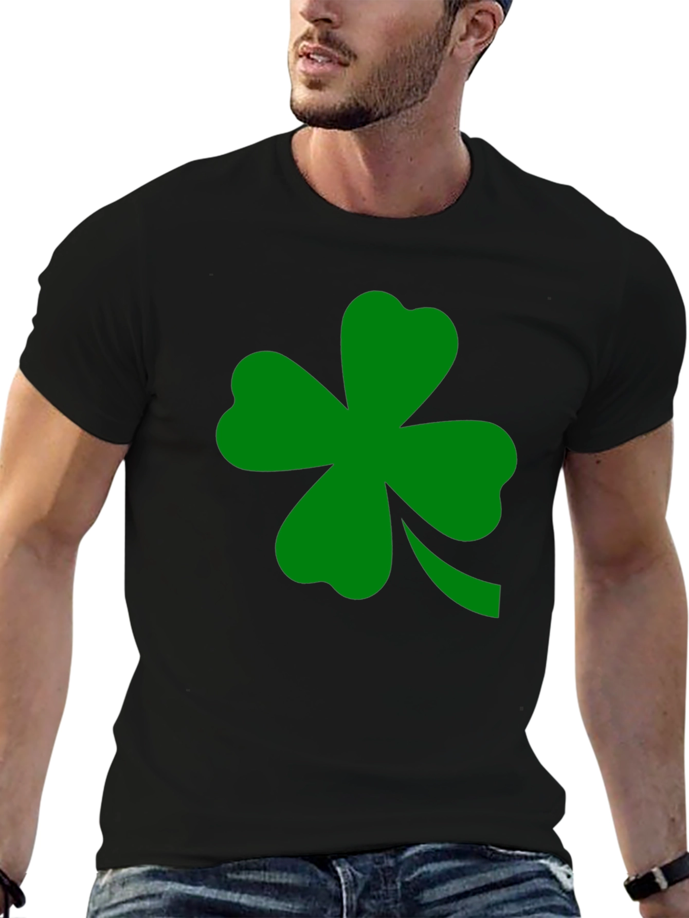 St. Patricks Day Clover Graphic Tee - Black