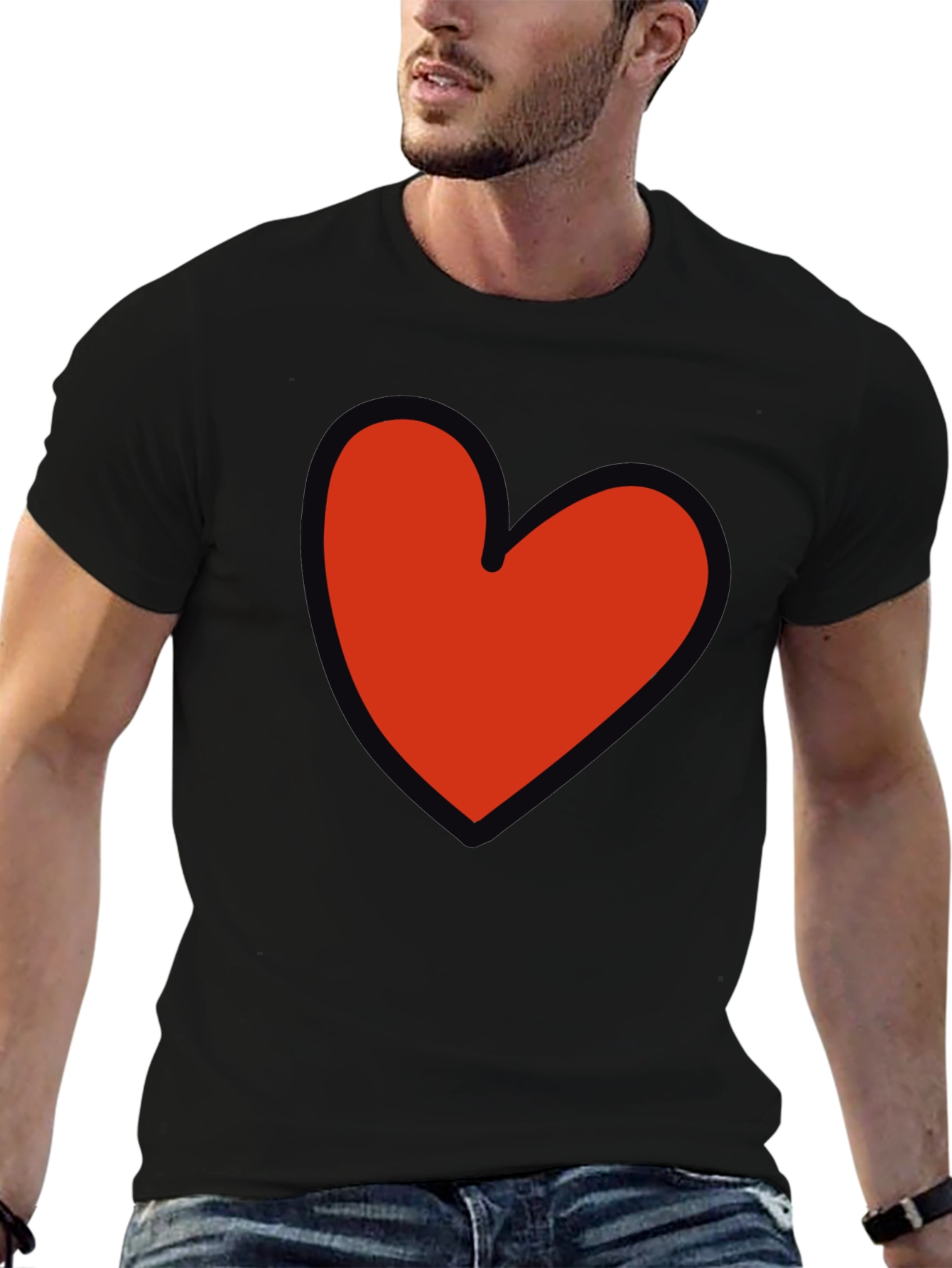 Heart Graphic T-Shirt - Black Casual Tee