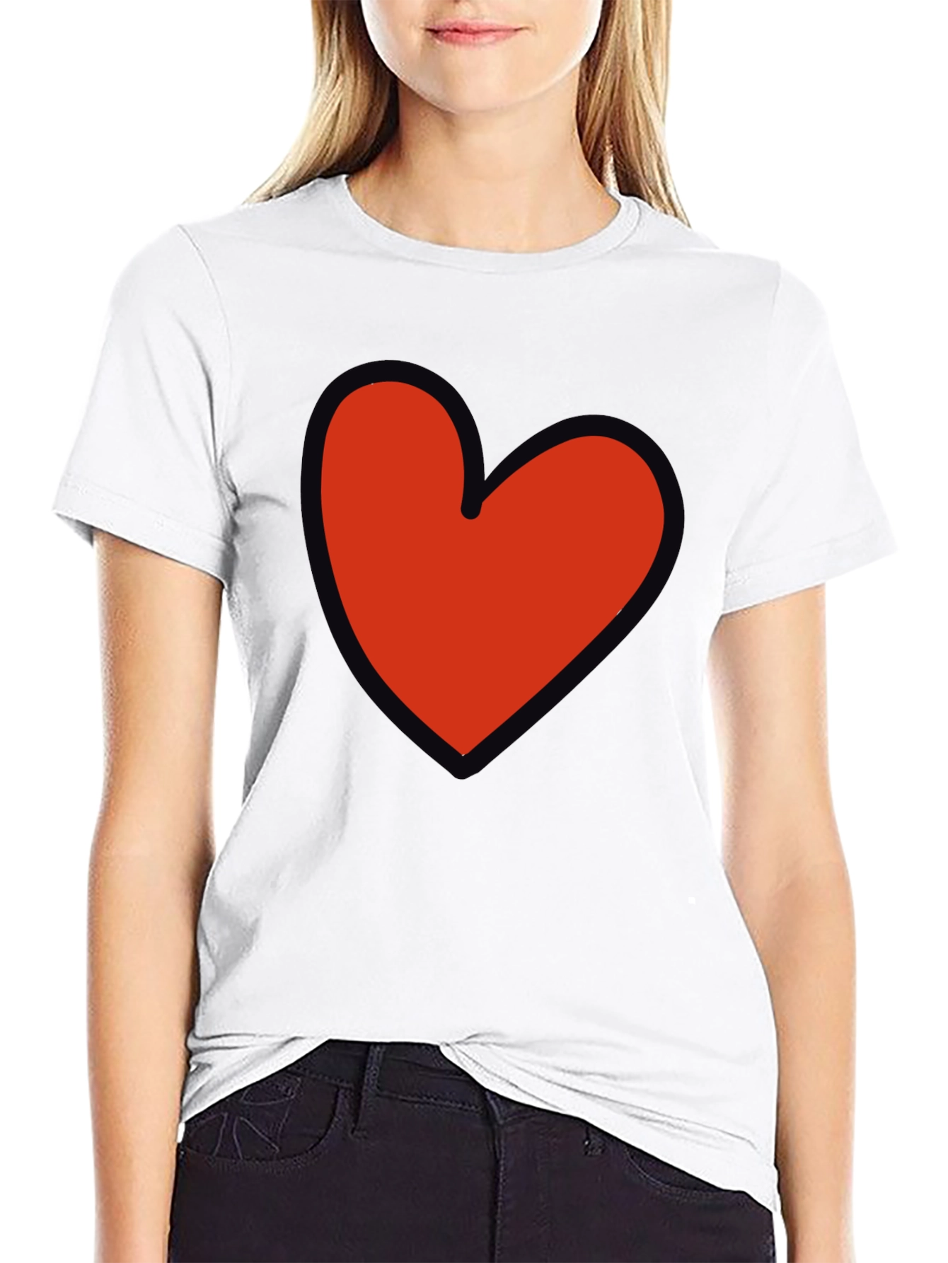 Heart Graphic T-Shirt - Black Casual Tee