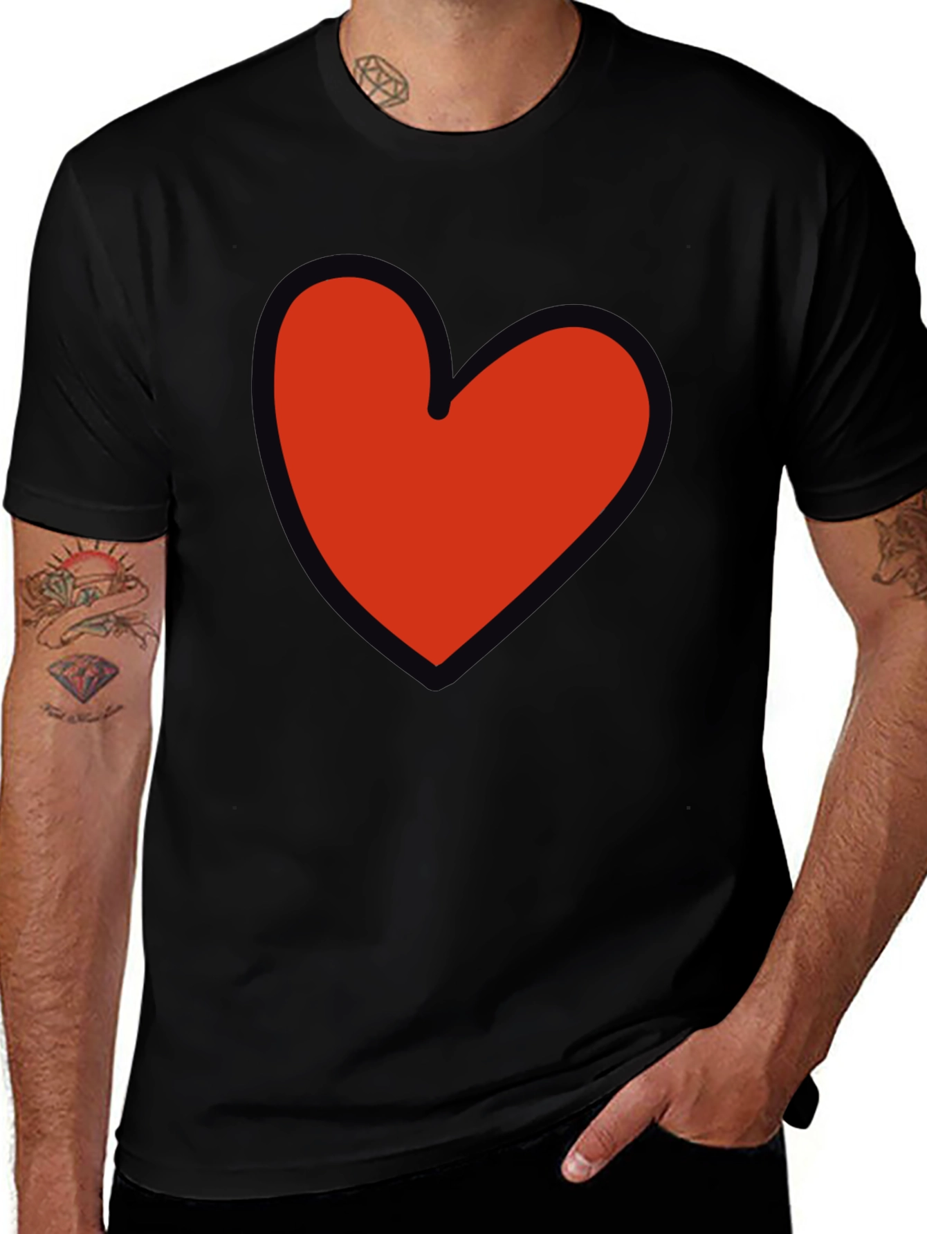 Heart Graphic T-Shirt - Black Casual Tee