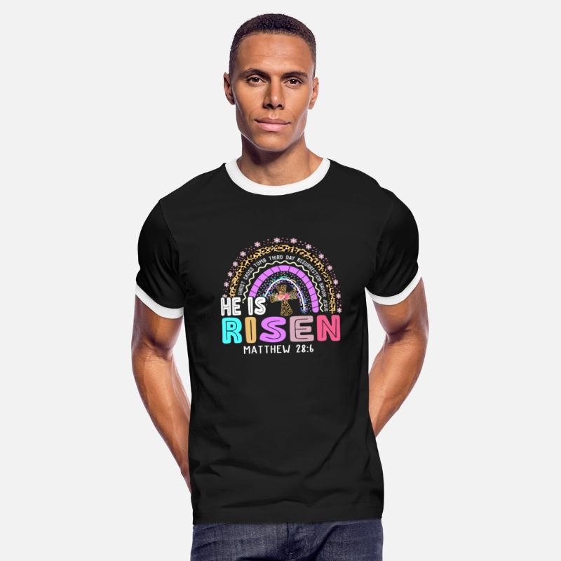 Rainbow Easter Trendy Tee He Is Risen Matthew 28 6