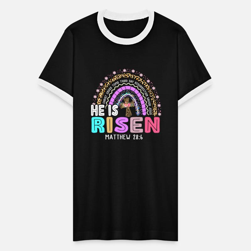 Rainbow Easter Trendy Tee He Is Risen Matthew 28 6