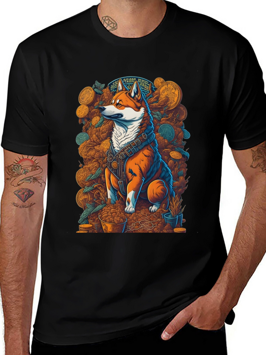 Shiba Inu Crypto King T-Shirt – Artistic Dogecoin Style Graphic Tee