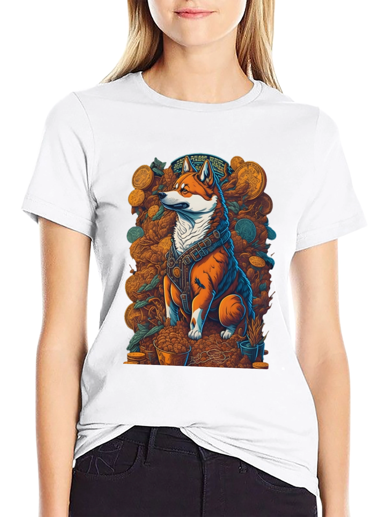 Shiba Inu Crypto King T-Shirt – Artistic Dogecoin Style Graphic Tee