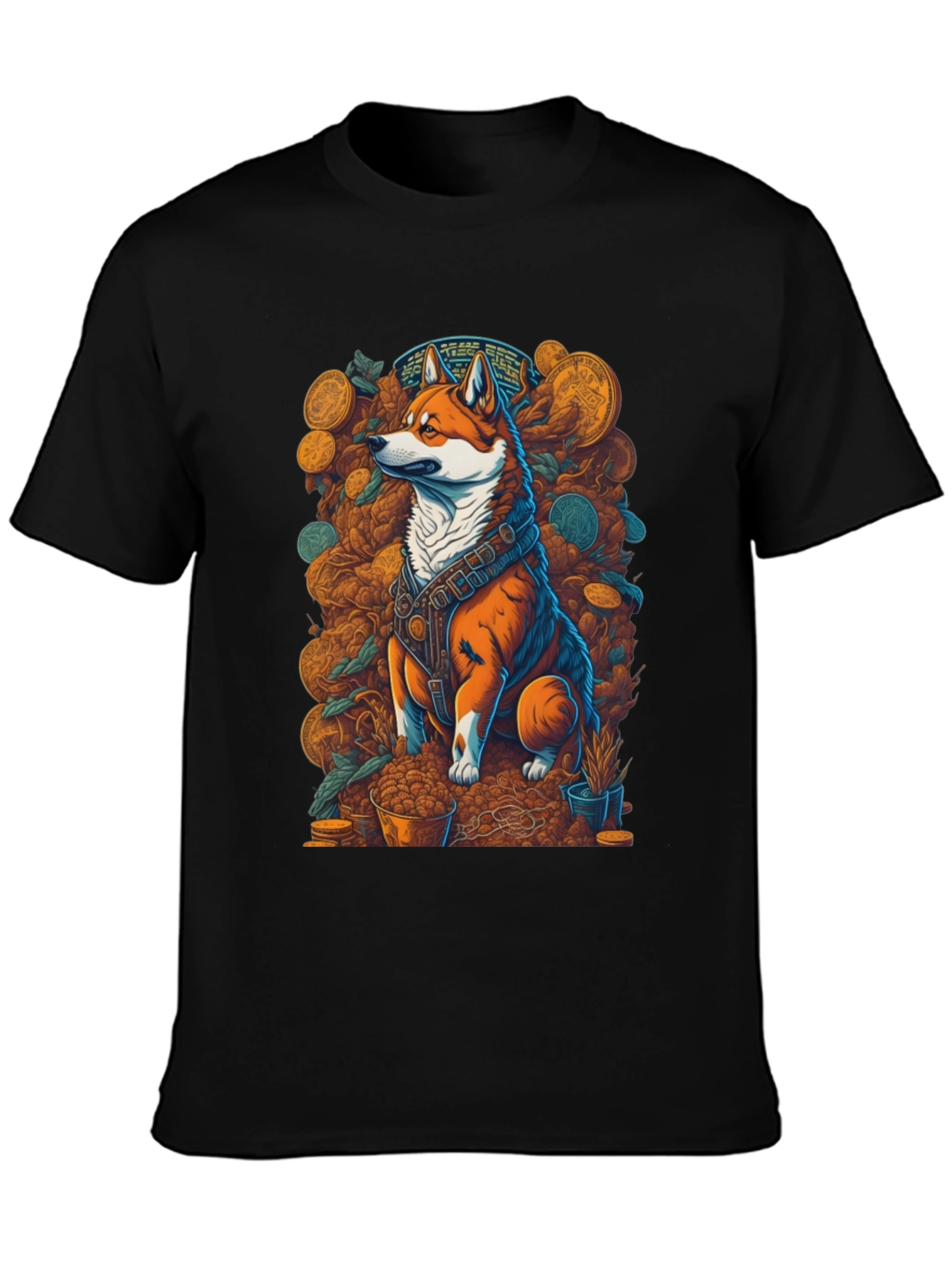 Shiba Inu Crypto King T-Shirt – Artistic Dogecoin Style Graphic Tee