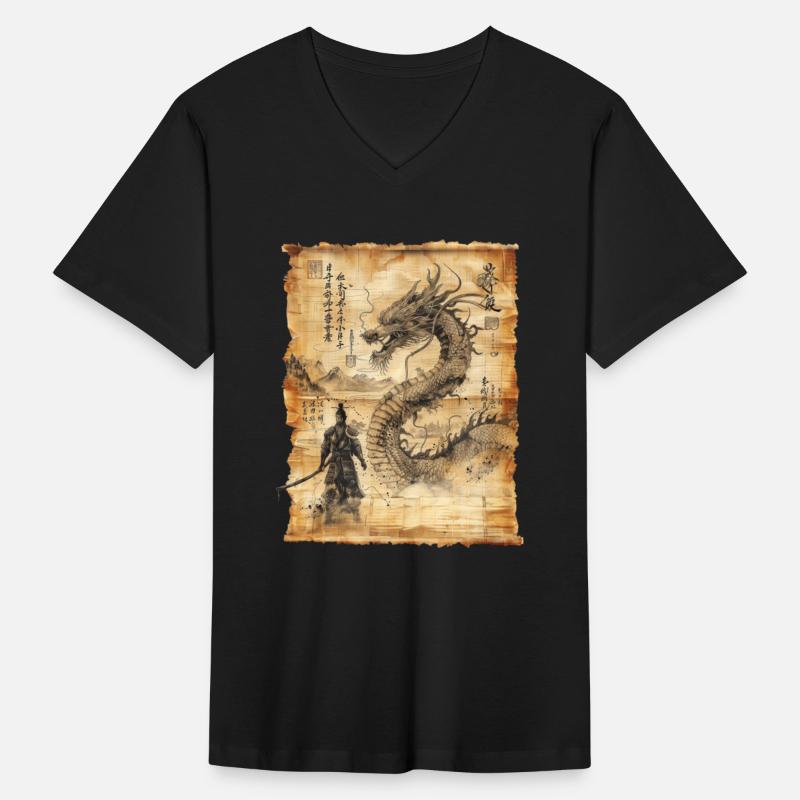 Retro Dragon Papyrus Scroll Japanese Art