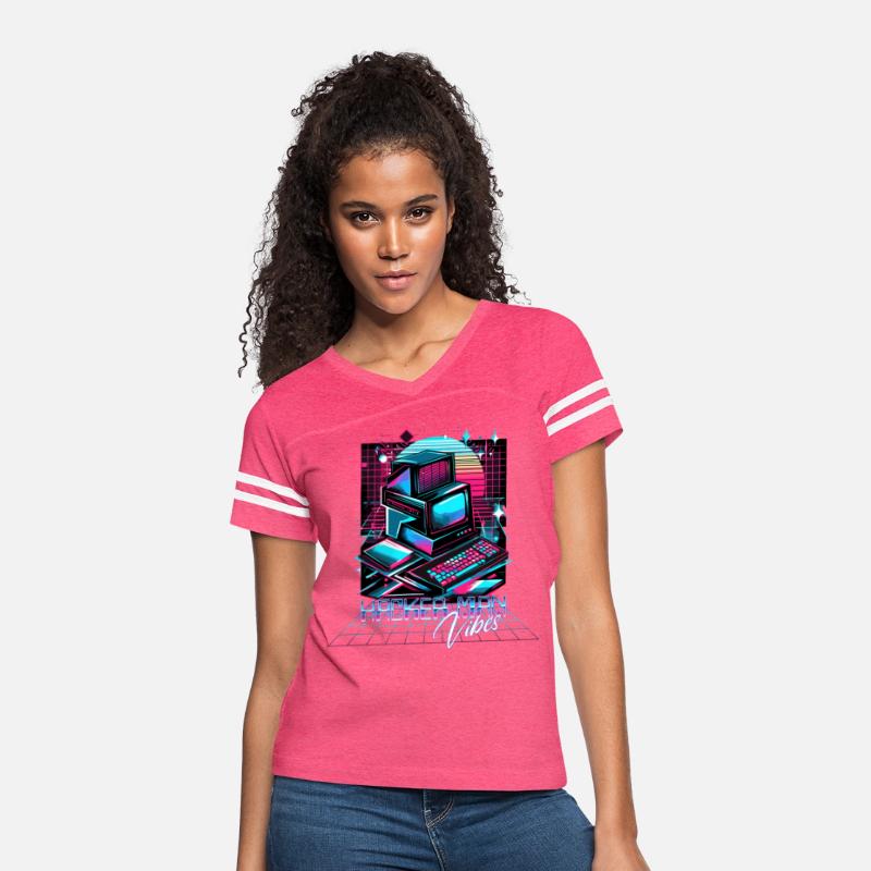 Retro Neon Hacker Man Vibes 90s Shirt