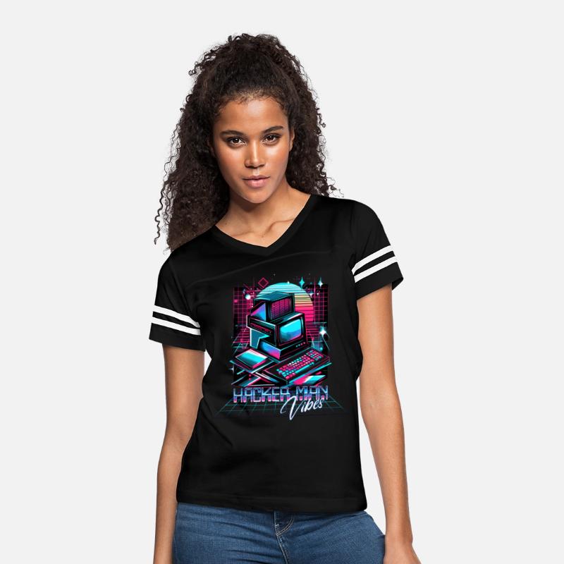 Retro Neon Hacker Man Vibes 90s Shirt