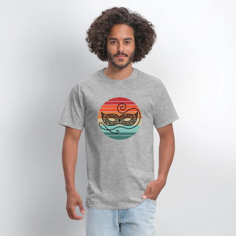 Retro Sunset Mardi Gras Mask and Beads