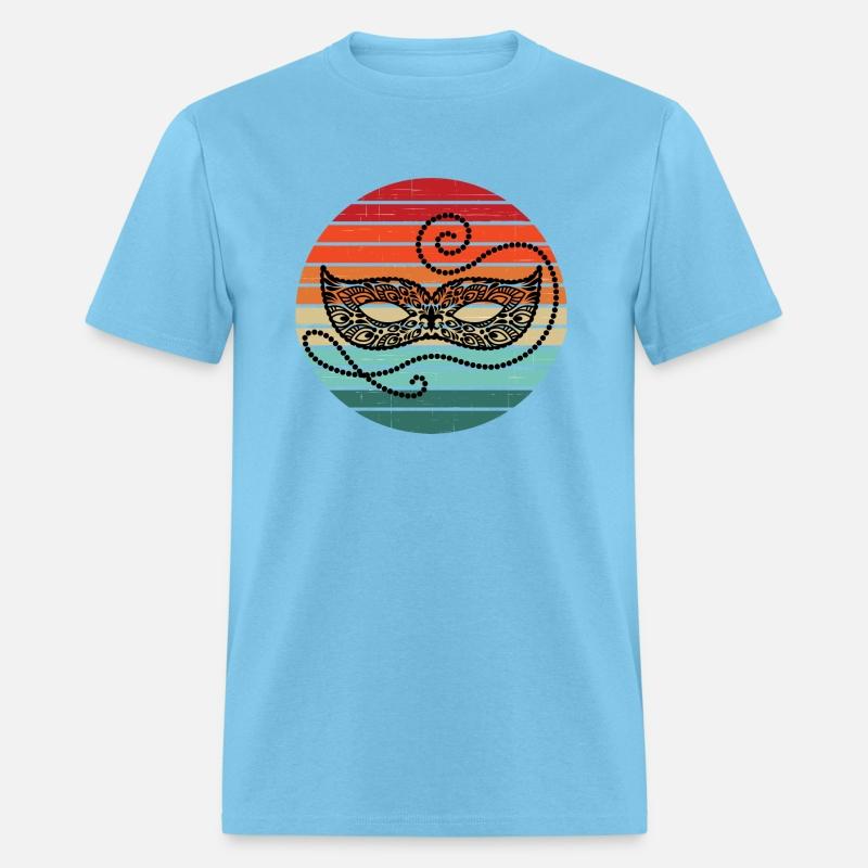 Retro Sunset Mardi Gras Mask and Beads