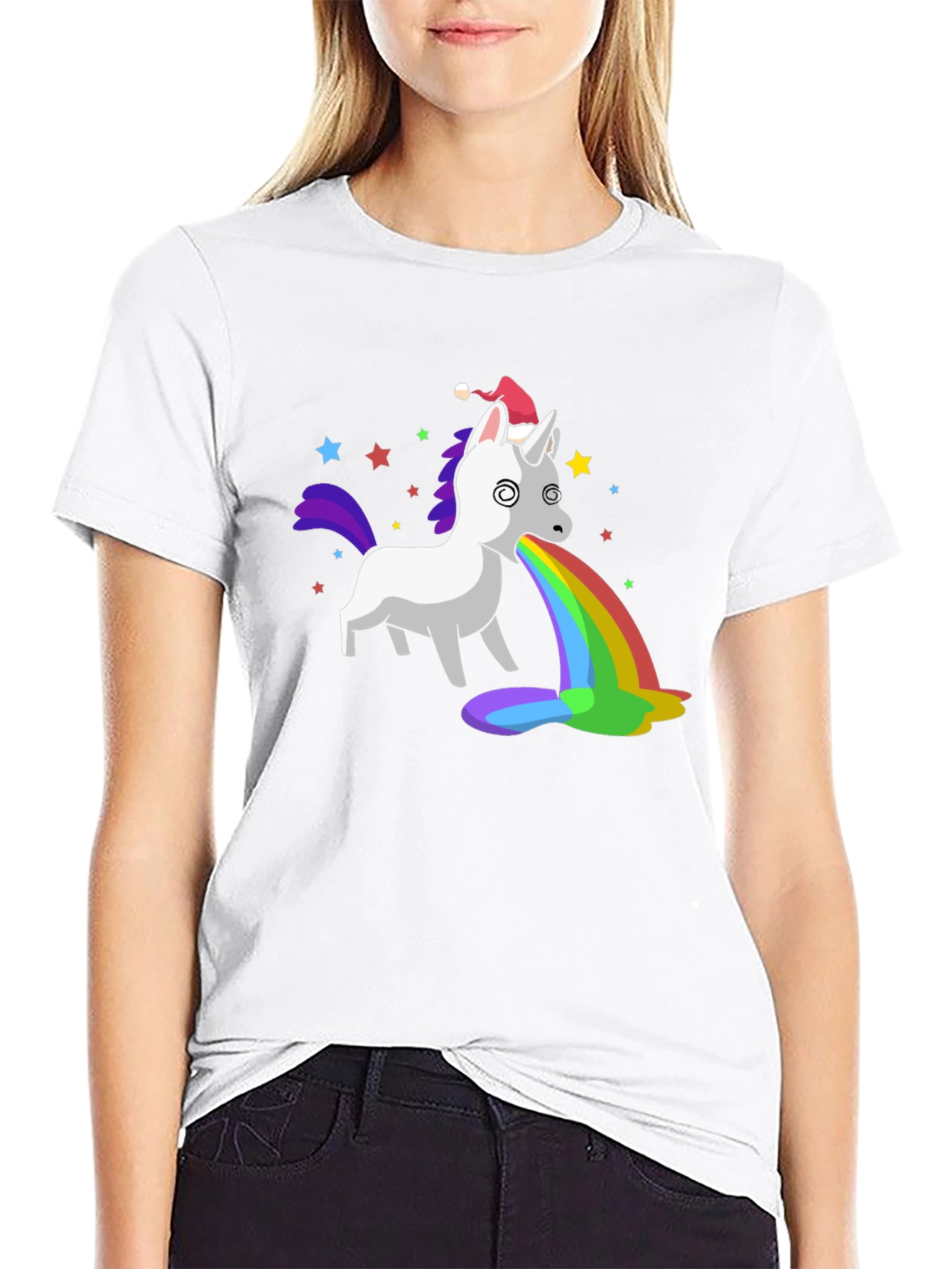 Unicorn Puking Rainbow Funny Graphic Tee
