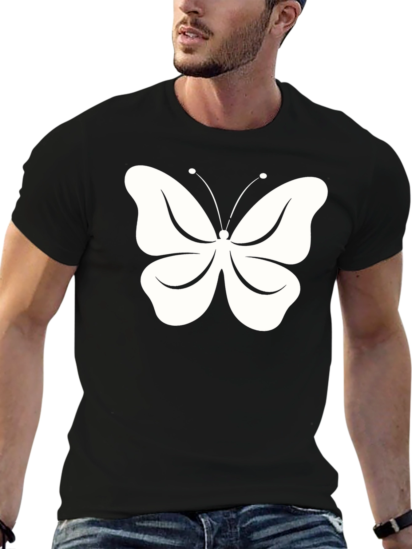 Butterfly Graphic Black T-Shirt for Men