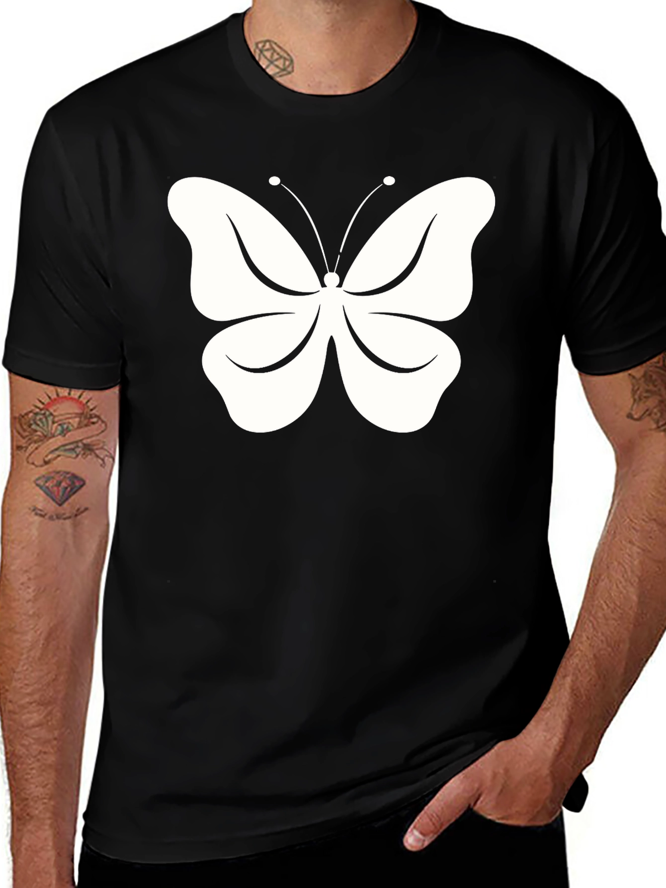 Butterfly Graphic Black T-Shirt for Men