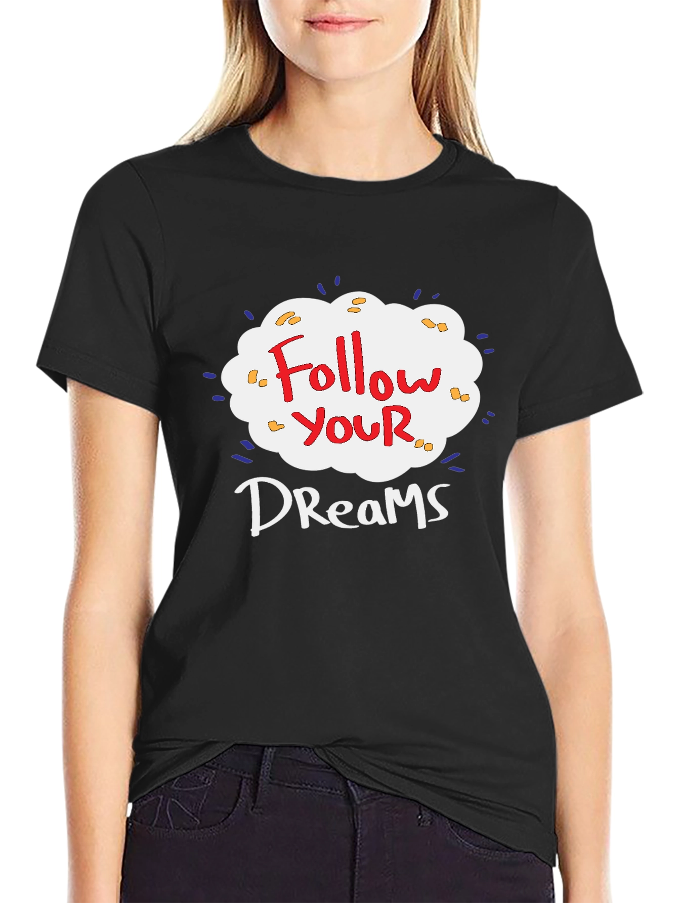 Follow Your Dreams Graphic T-Shirt - Black Cotton Tee