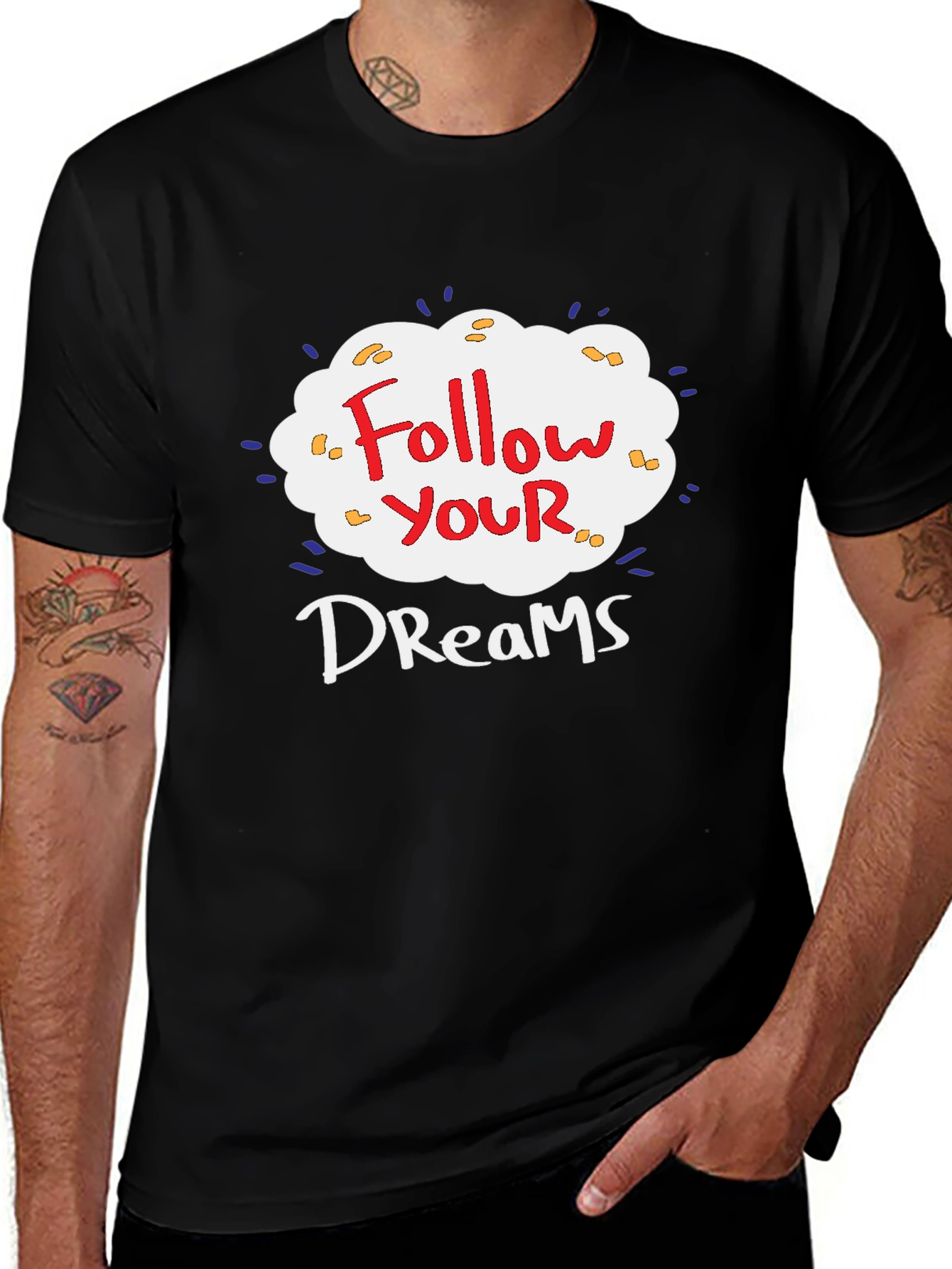 Follow Your Dreams Graphic T-Shirt - Black Cotton Tee