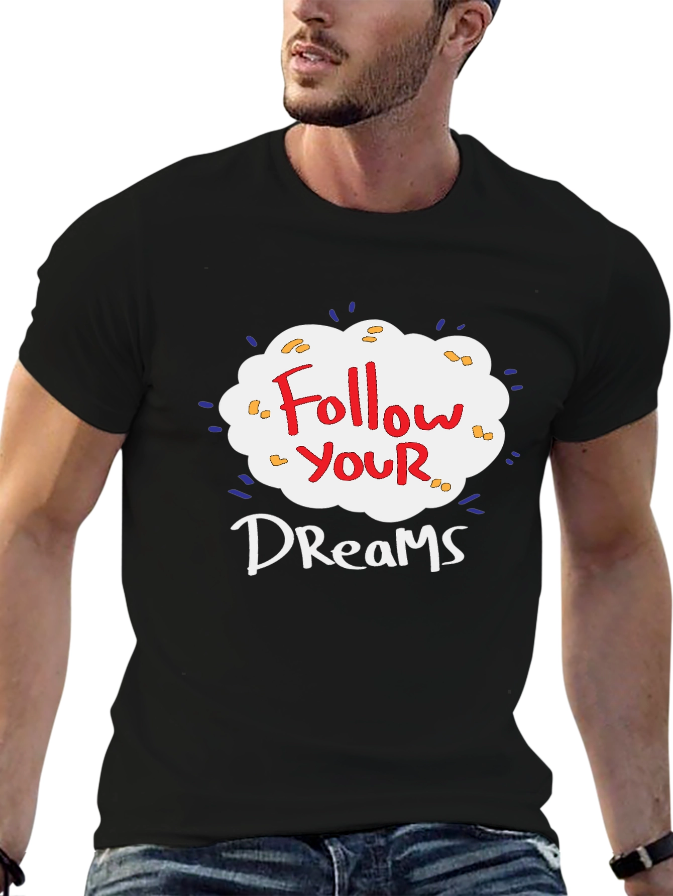 Follow Your Dreams Graphic T-Shirt - Black Cotton Tee