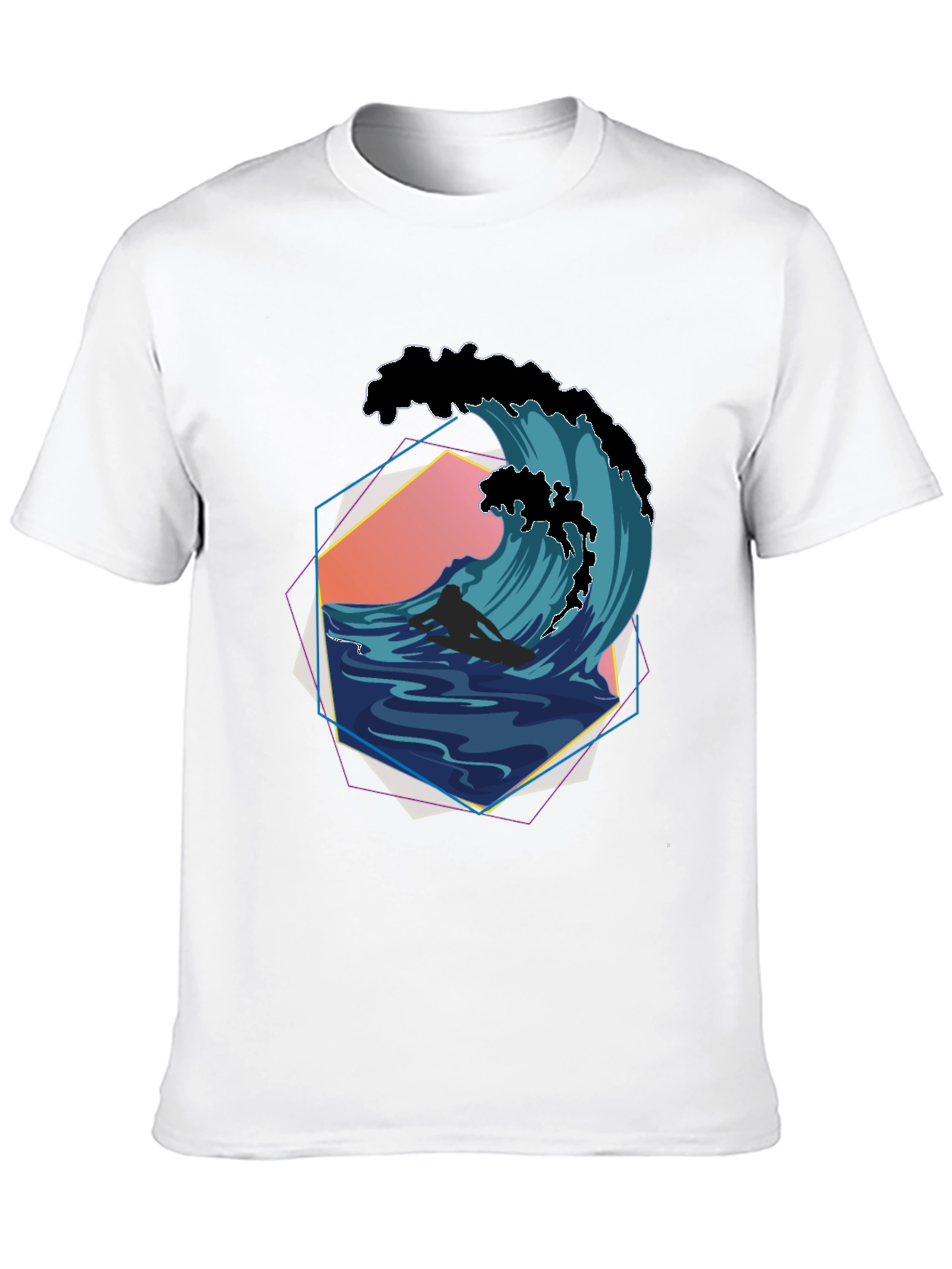 Surfer Wave Graphic Tee - Retro Style