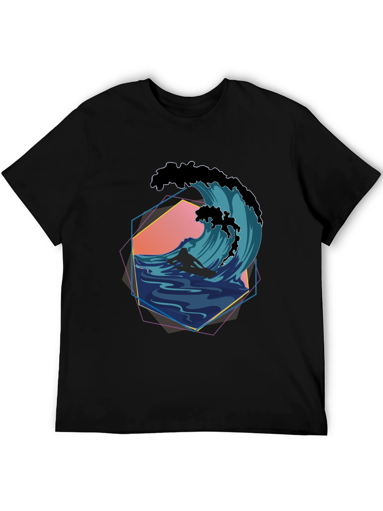 Surfer Wave Graphic Tee - Retro Style