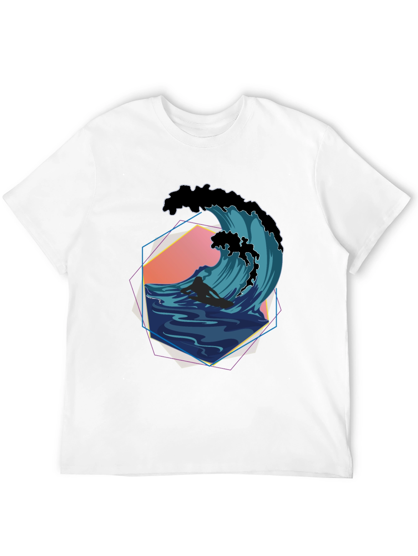 Surfer Wave Graphic Tee - Retro Style