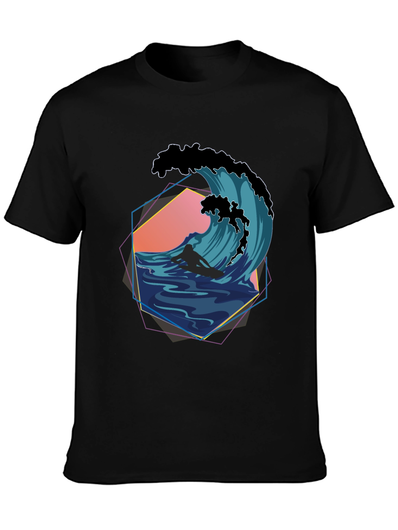 Surfer Wave Graphic Tee - Retro Style