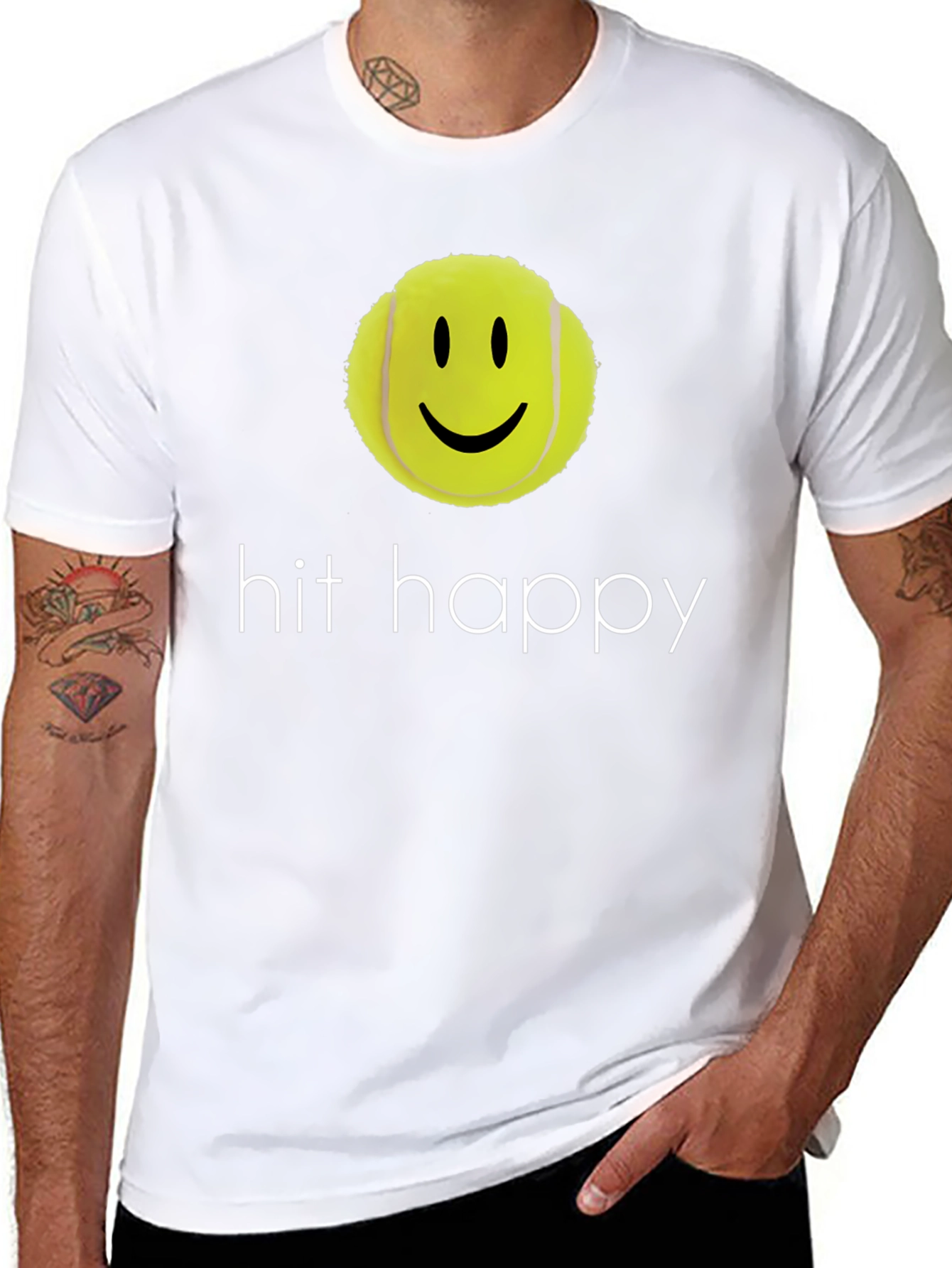Hit Happy Tennis Ball Smiley Face T-Shirt