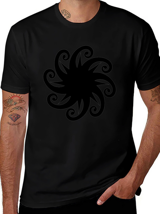 Stylish Black T-Shirt with Swirl Design