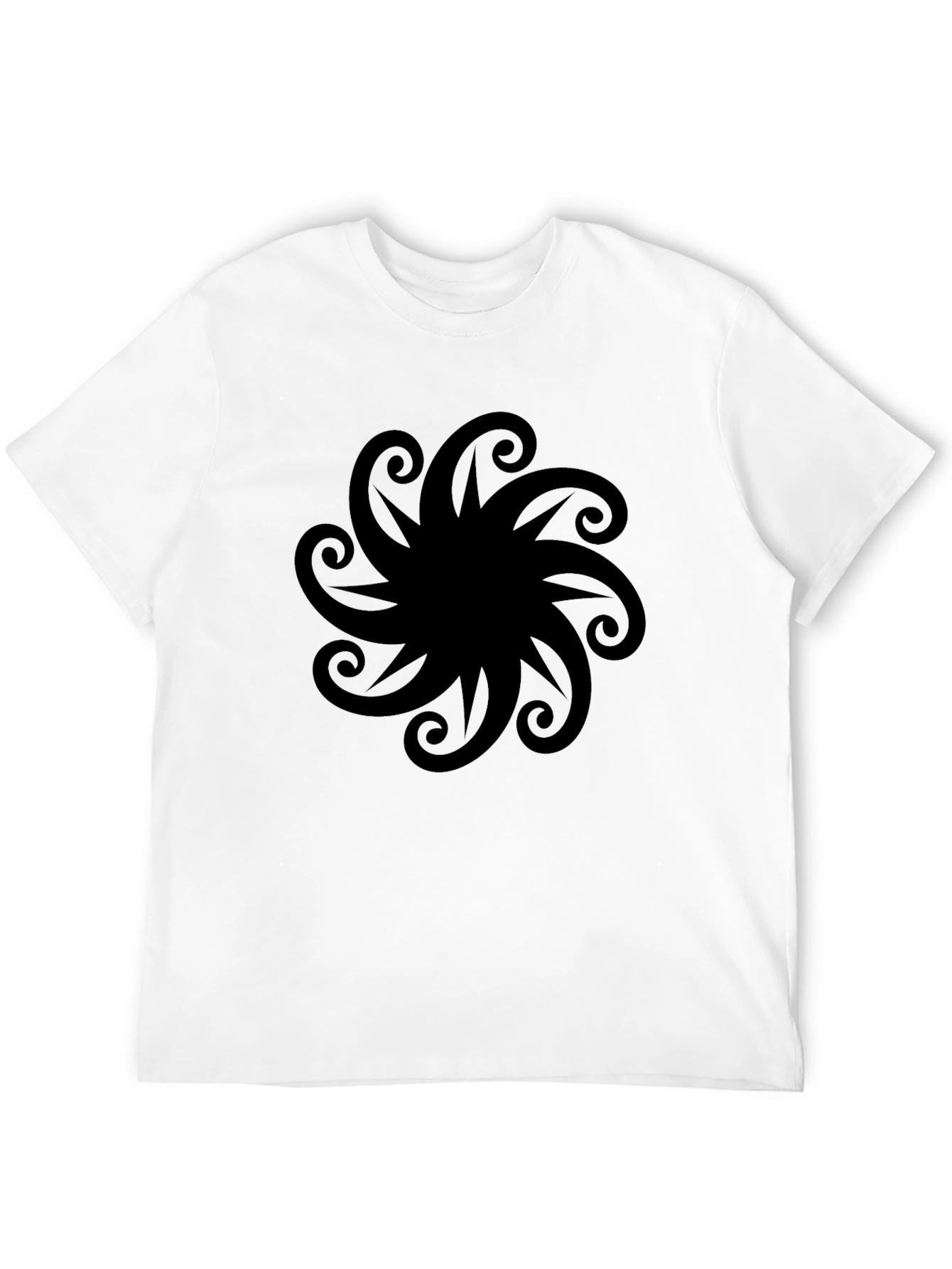 Stylish Black T-Shirt with Swirl Design
