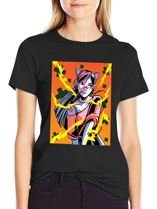 Anime Girl Graphic Black T-Shirt