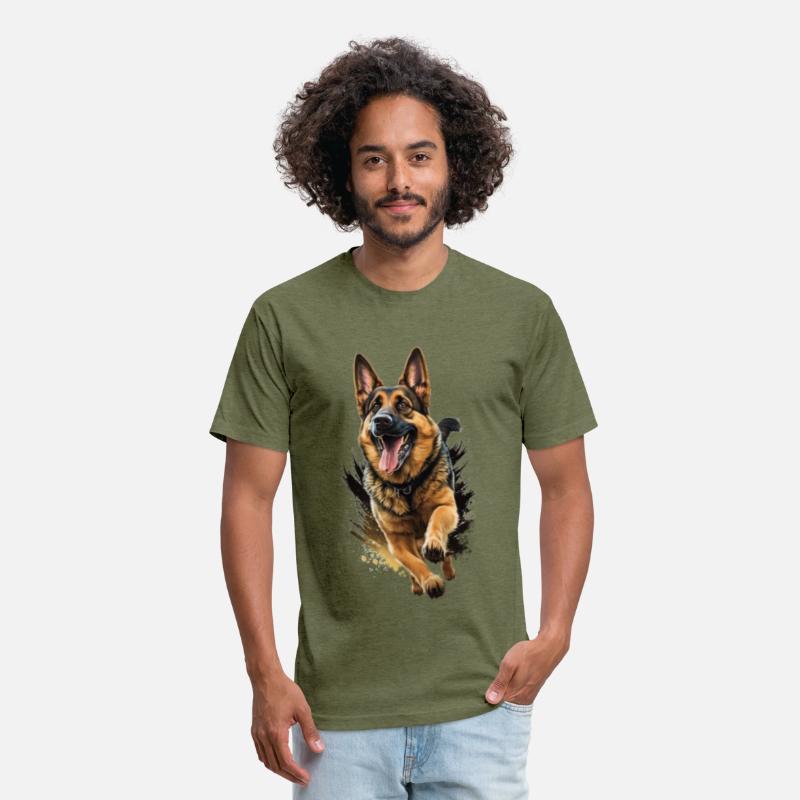 Run Dog Art Black Brown German Shepherd