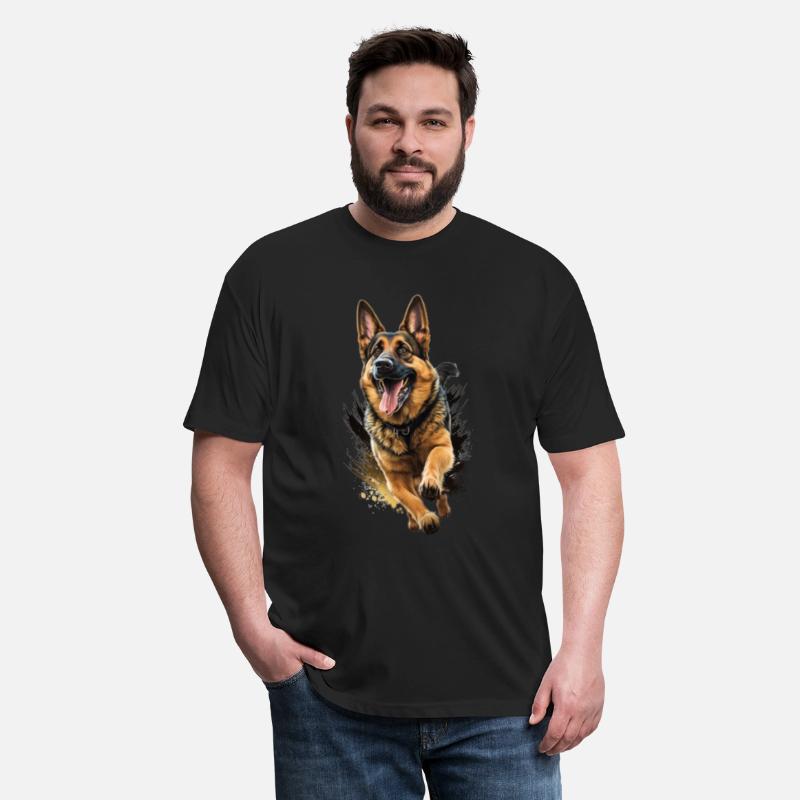 Run Dog Art Black Brown German Shepherd