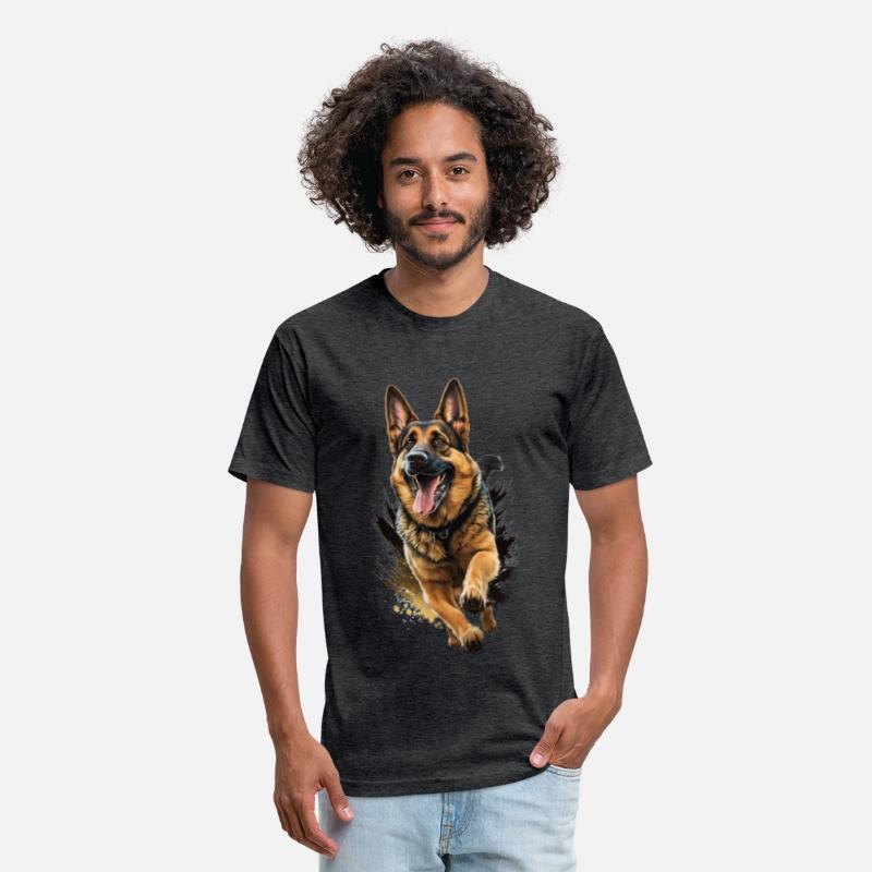 Run Dog Art Black Brown German Shepherd