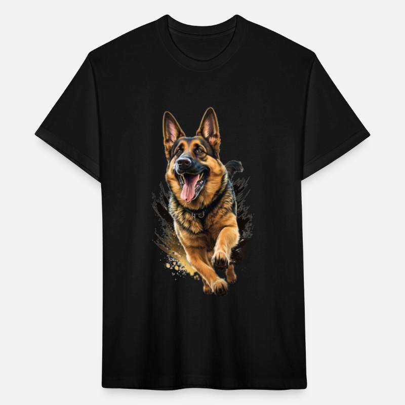 Run Dog Art Black Brown German Shepherd