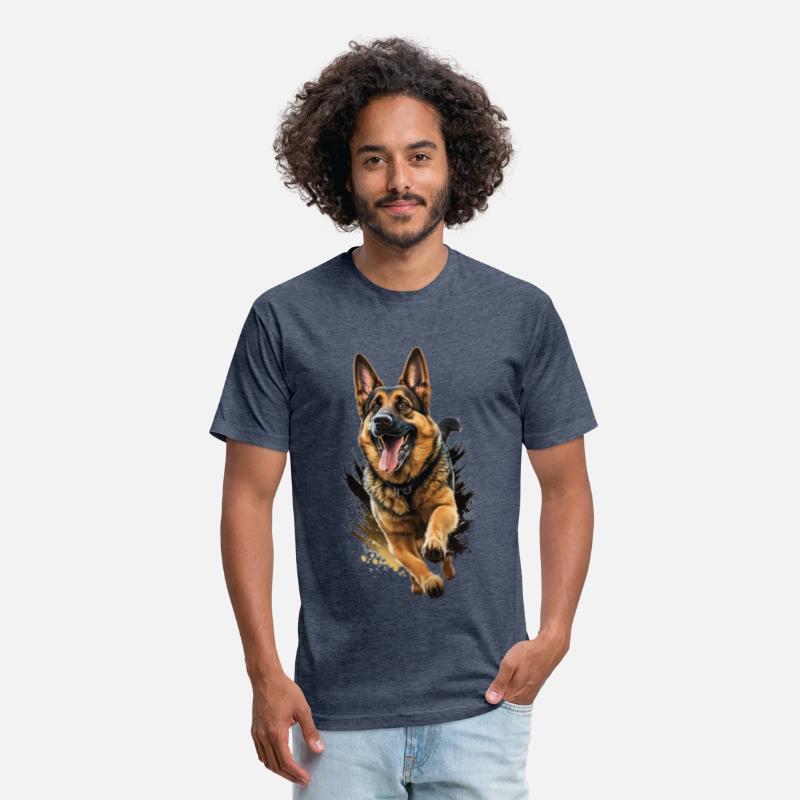 Run Dog Art Black Brown German Shepherd