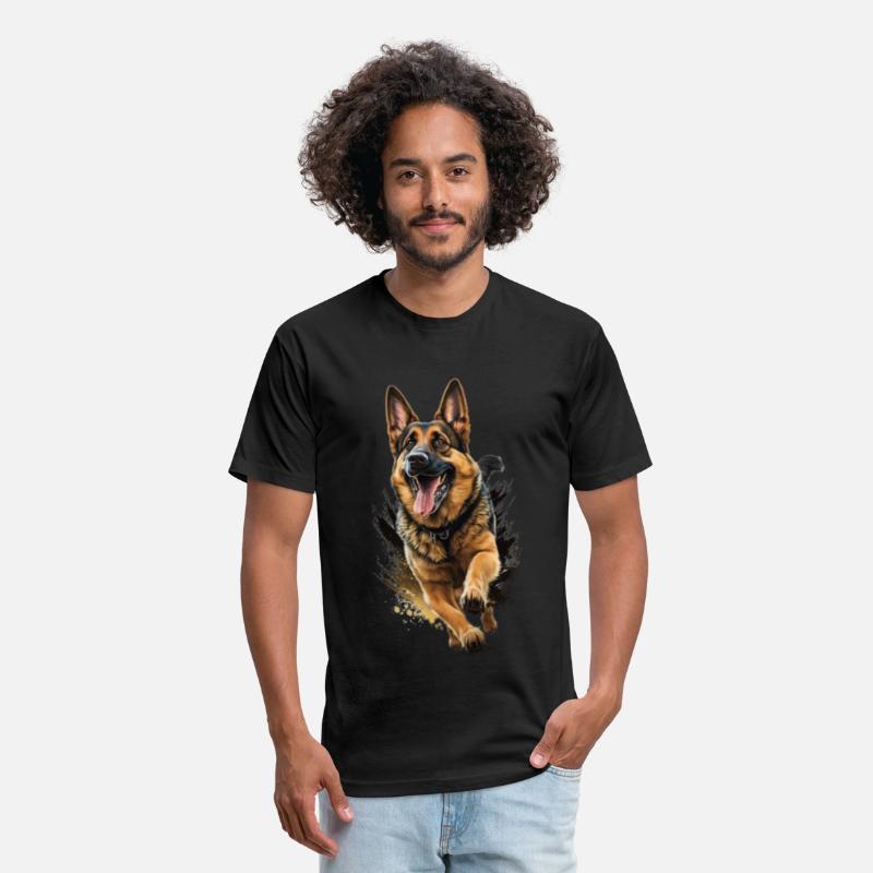 Run Dog Art Black Brown German Shepherd