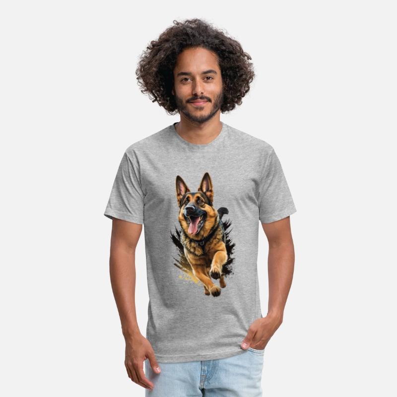 Run Dog Art Black Brown German Shepherd