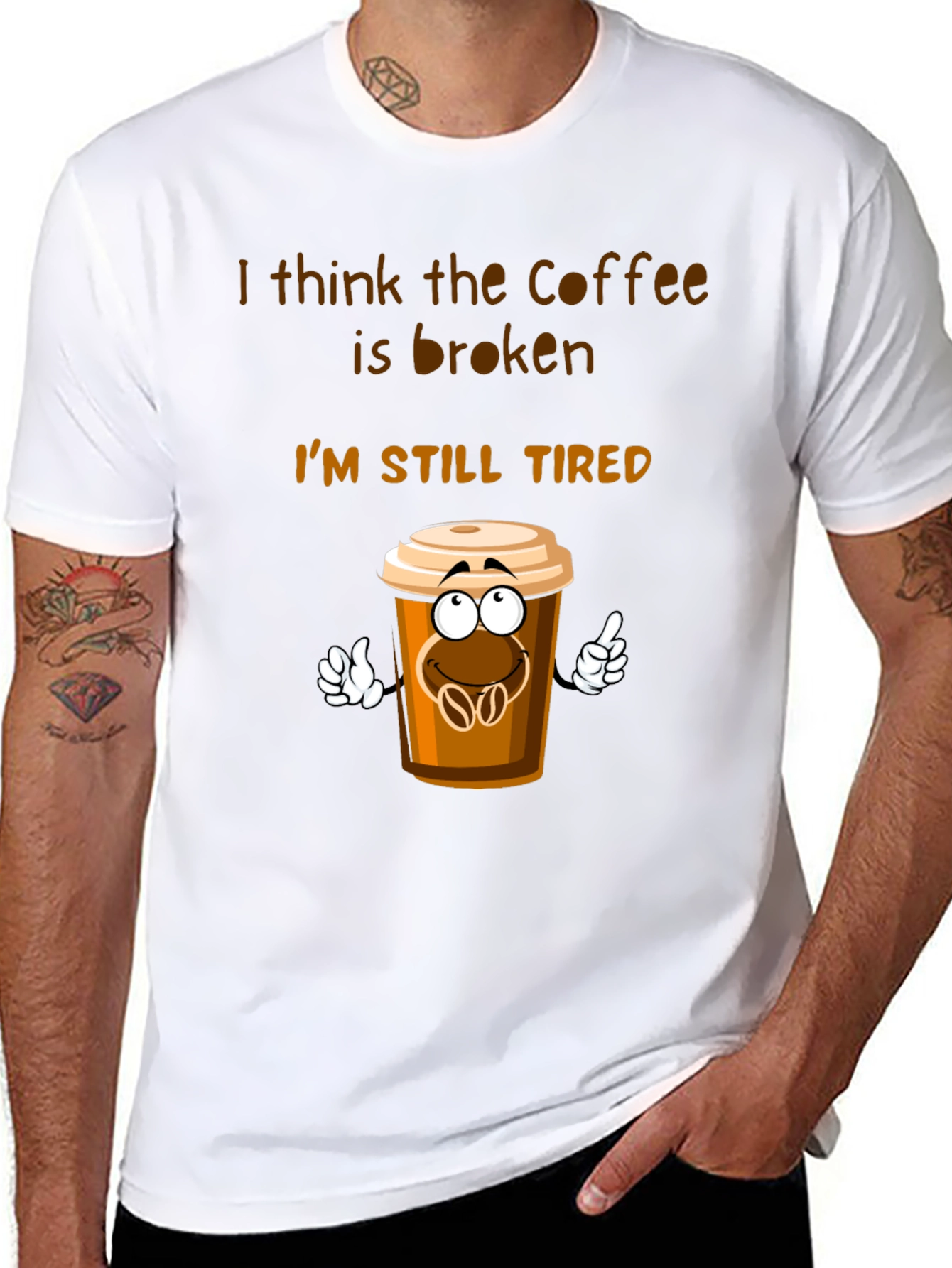 Coffee is Broken T-Shirt Funny Tired Graphic Tee