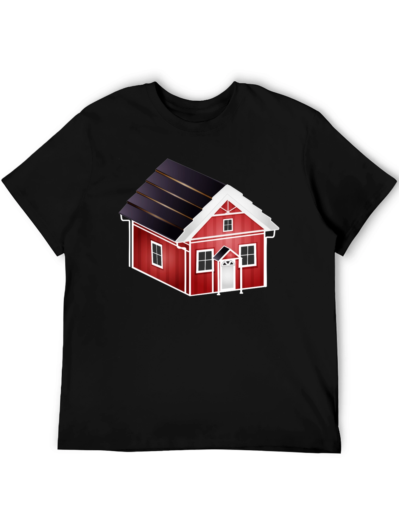 Red House Graphic Tee - Black Cotton Casual T-Shirt